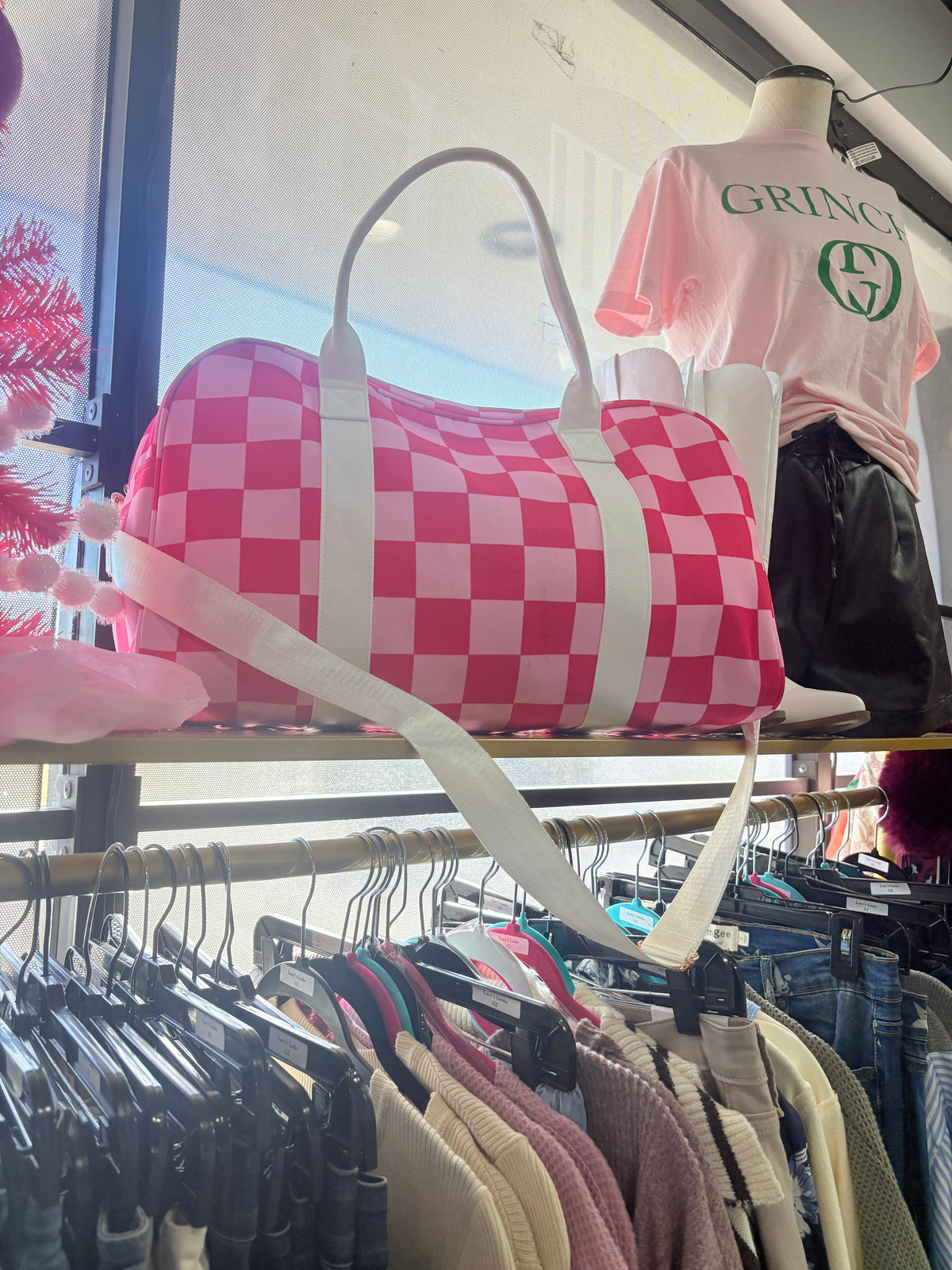 Pink Checked Duffle